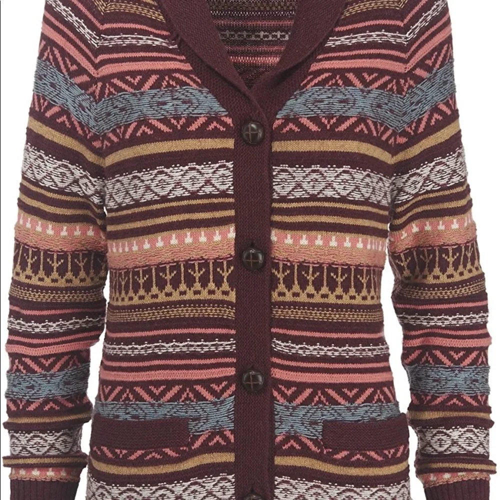 NWT WOOLRICH Cardigan Sweater Blazing Star Fair Isle Warm Cozy - Picture 15 of 15